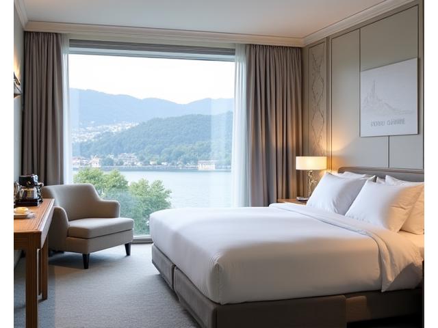 Geräumiges Superior Zimmer mit Seeblick und Sitzgelegenheit